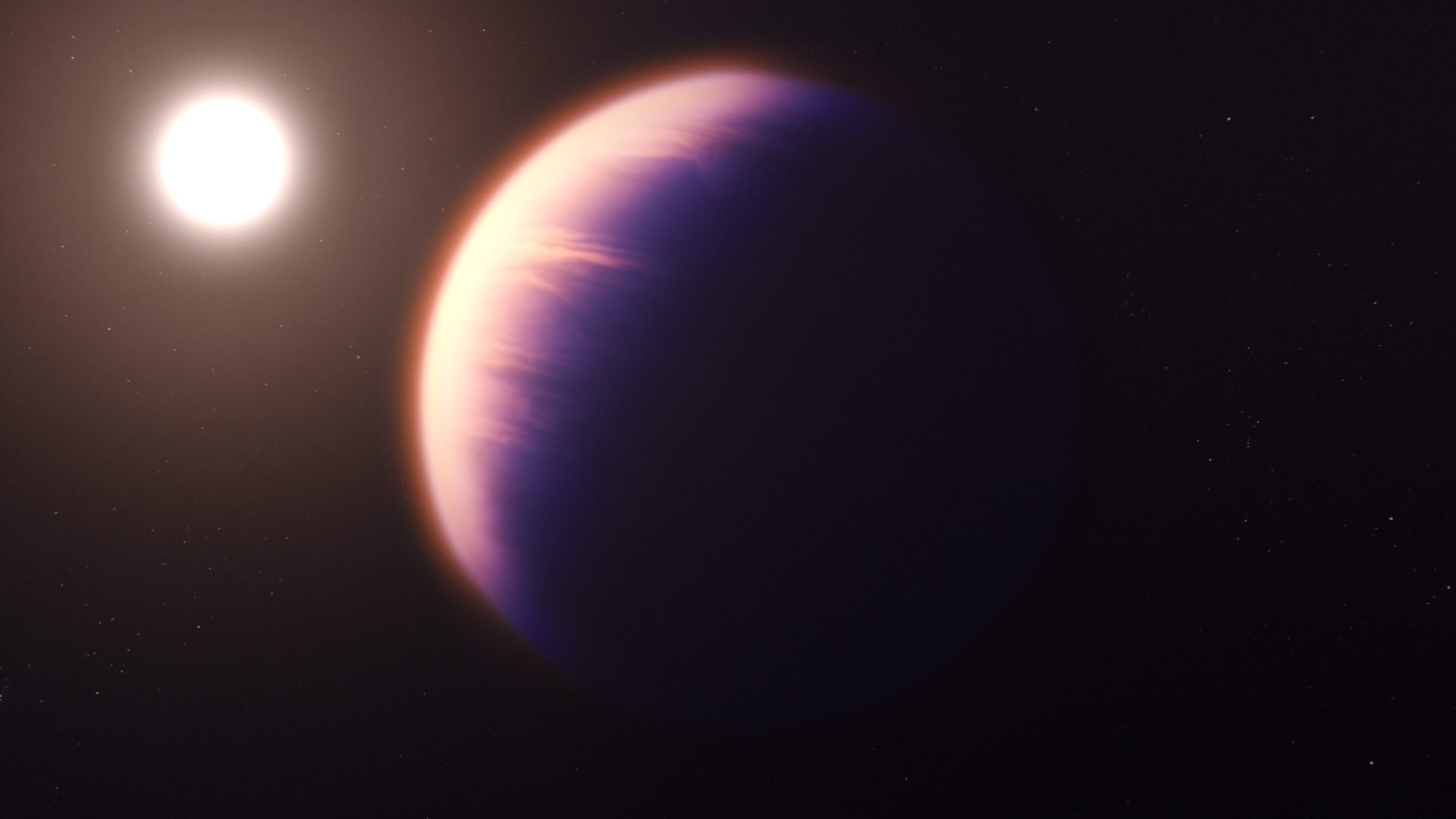 Exoplanet im Weltraum neben Stern