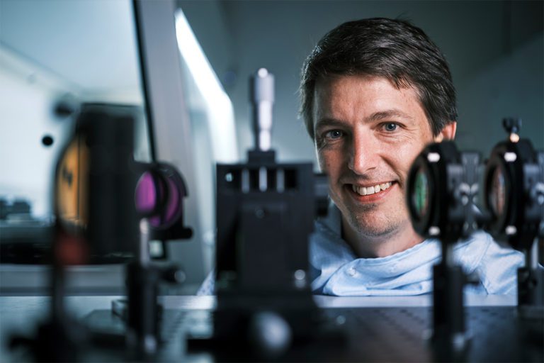 Space researcher Andreas Riedo at work